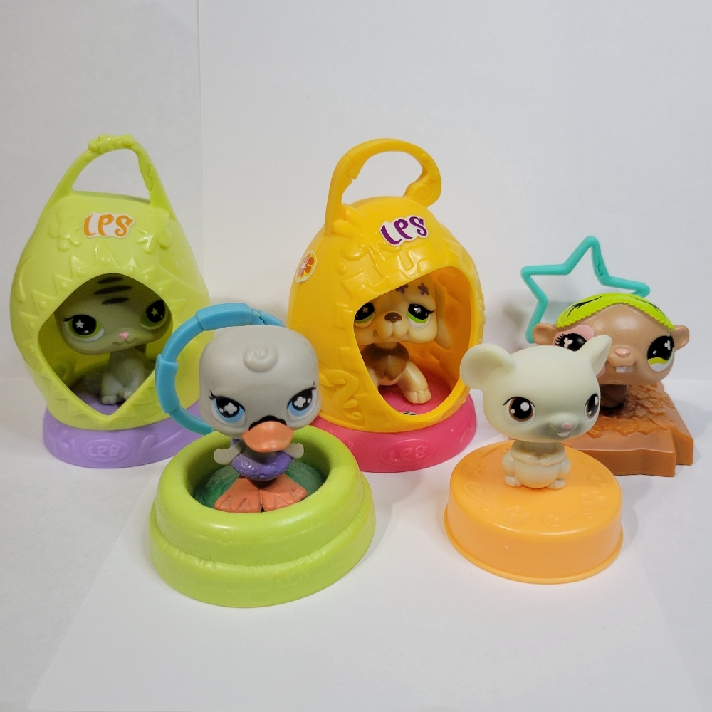 Littlest Pet Shop McDonald's Toy Lot Dog Cat Mouse Duck Hamster
